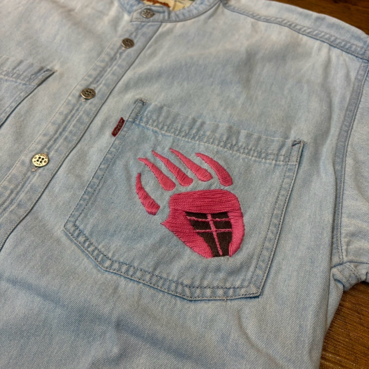 ナスングワム【Nasngwam】Indian motif Denim Shirt　Sサイズ - 2