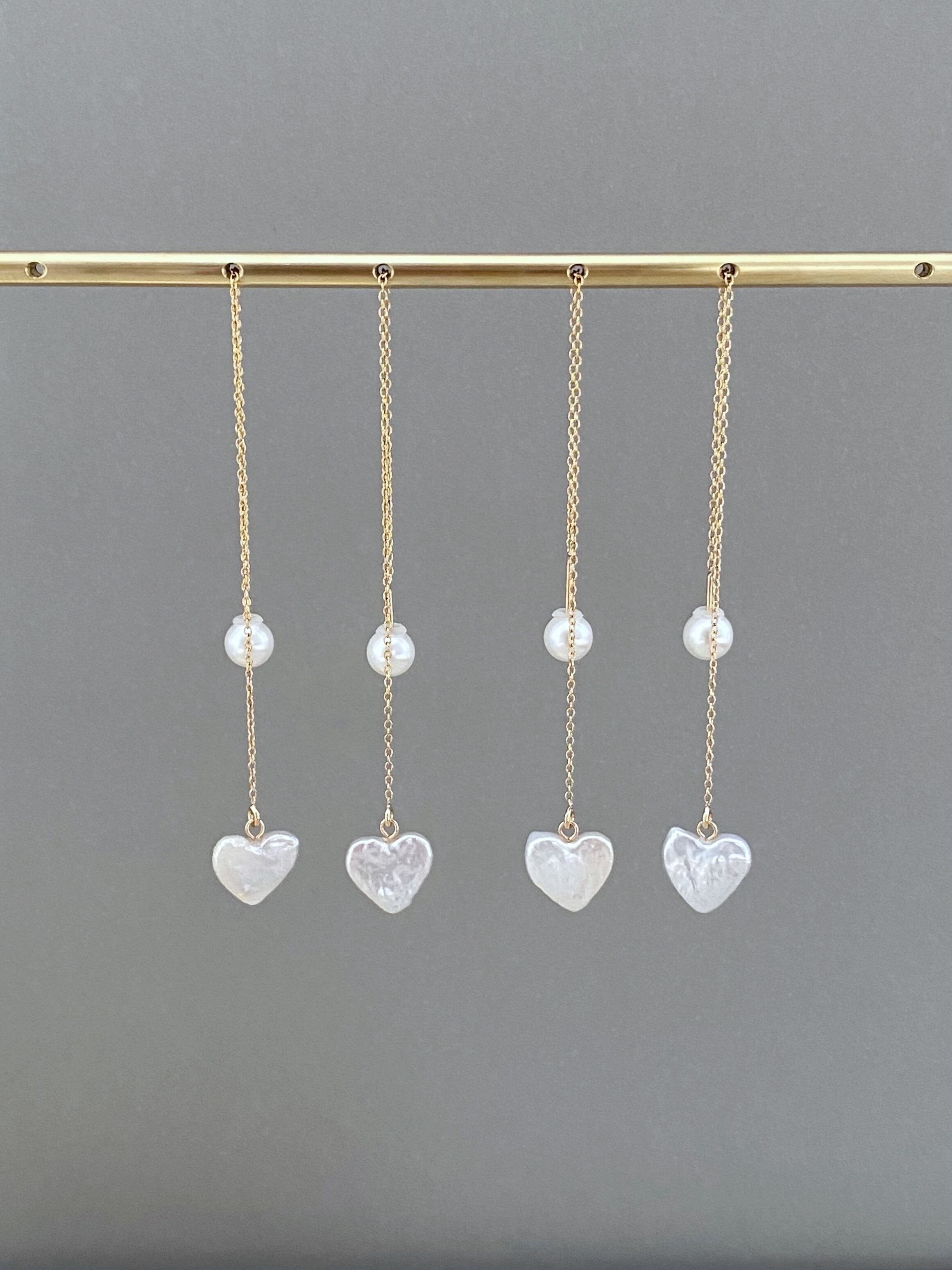 heart chain pearl earrings