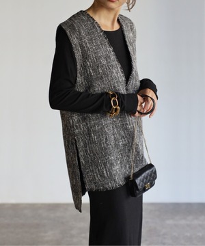 Vネックツイードベスト【t-10500】.