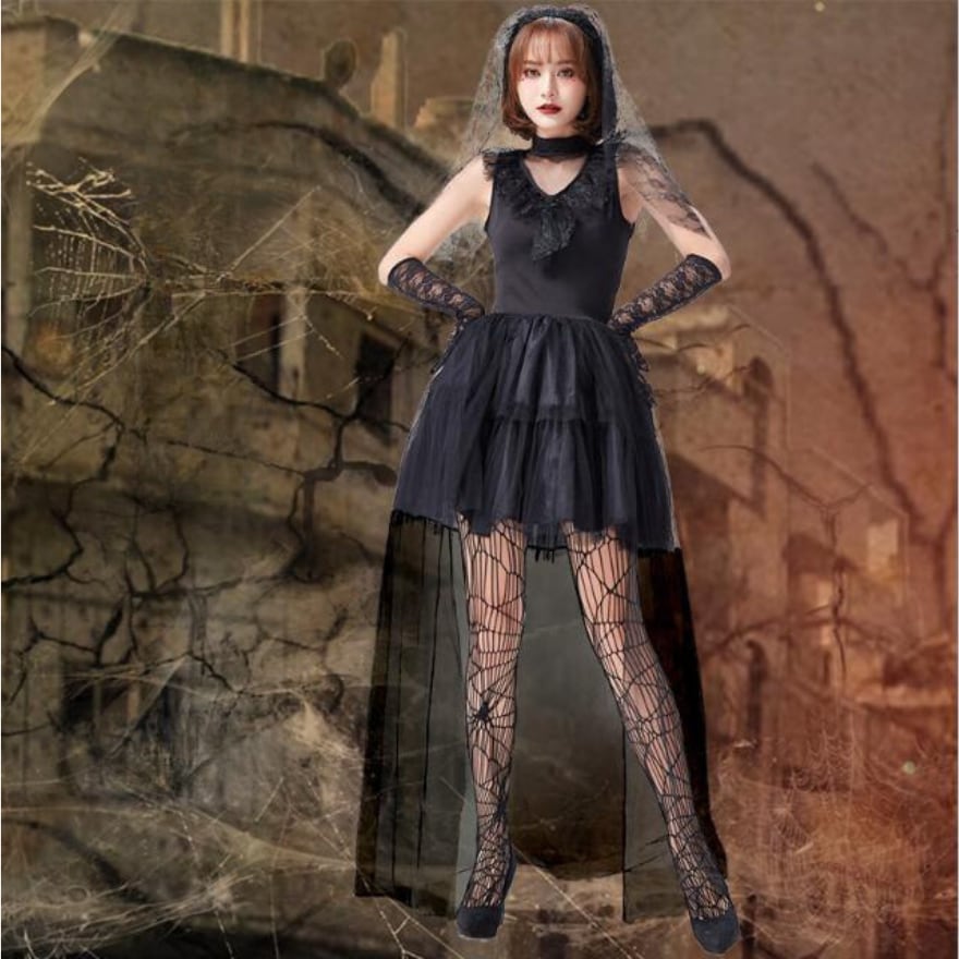 サブカル 服 地雷系 通販 ハロウィン コスプレ イベント衣装 仮装 3点セット ワンピース ゴースト 花嫁 鬼嫁 ガーリー 闇かわいい かっこいい ストリート系