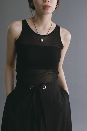 louren   sheer fitted tank シアーフィットタンク　Black