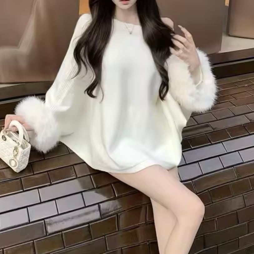 fur sleeve relax knit
