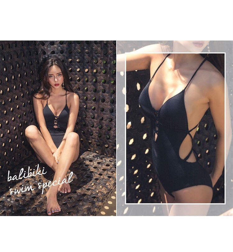 セクシー♡編み上げワンピース水着♪盛れる ビキニ モノキニ タンキニ