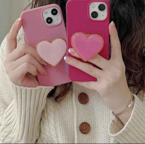 送料無料【予約商品】　(0117)  　ピンク　ハート　レッド　グリップトック　大人可愛い　シンプル　   iPhoneケース　スマホケース　