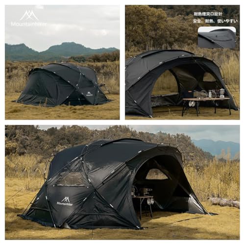 ドーム型テント キャンプ テント 冬 アルミニウムポール 超軽量 防水 防風 Mountainhiker ドームシェルターテント 4人用 アルミポール採用 210D
