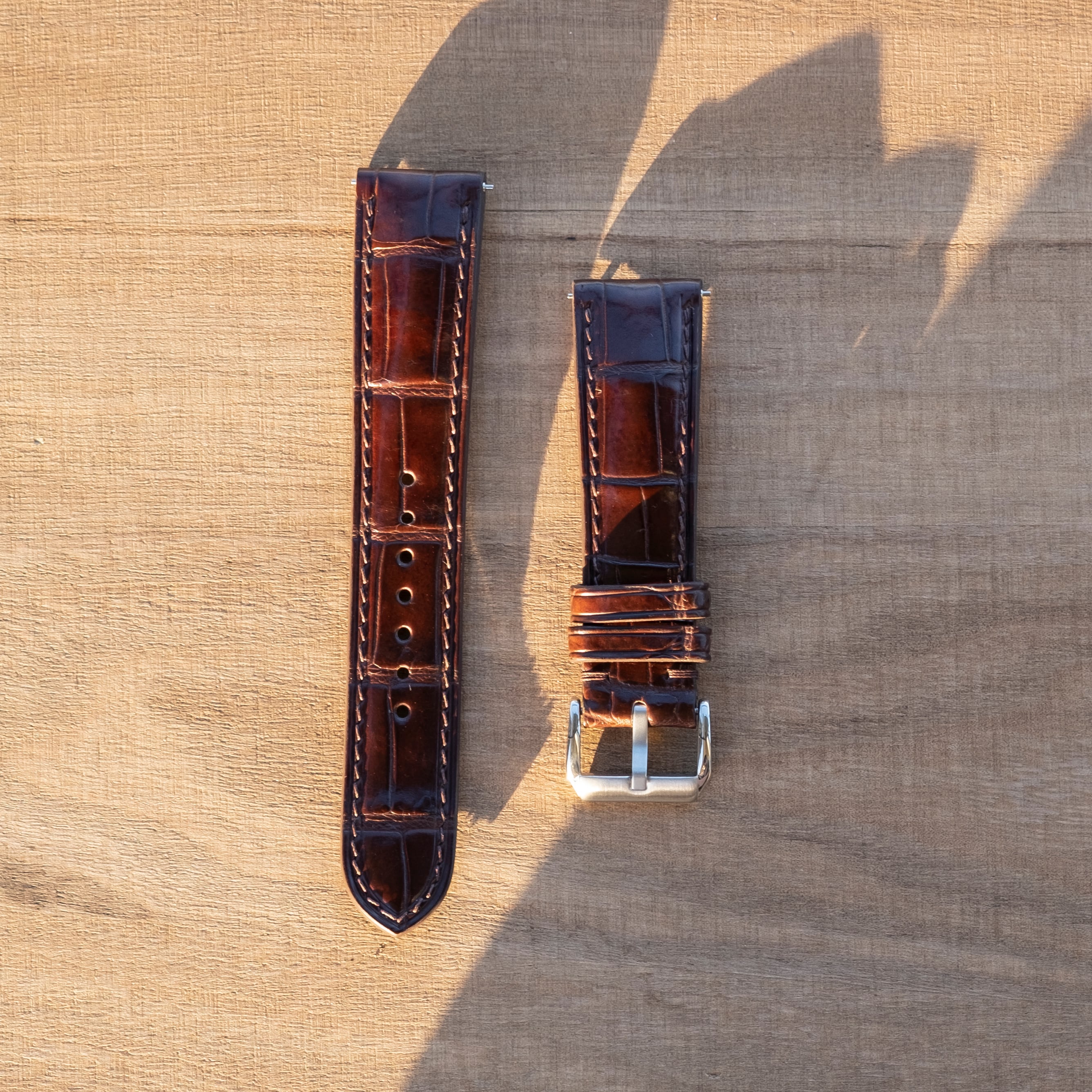 腕時計ベルト ネイビー クロコダイル ワニ革 (東南アジアのタンナー社  