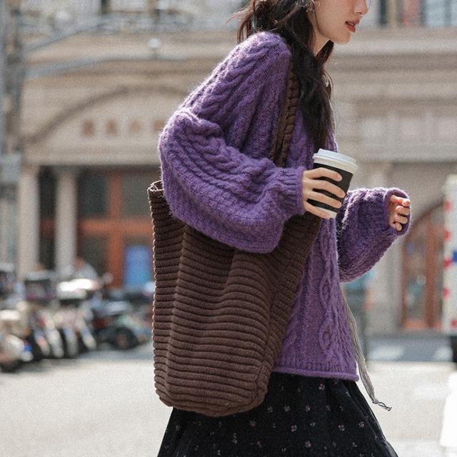 cable-knit oversized sweater J00056