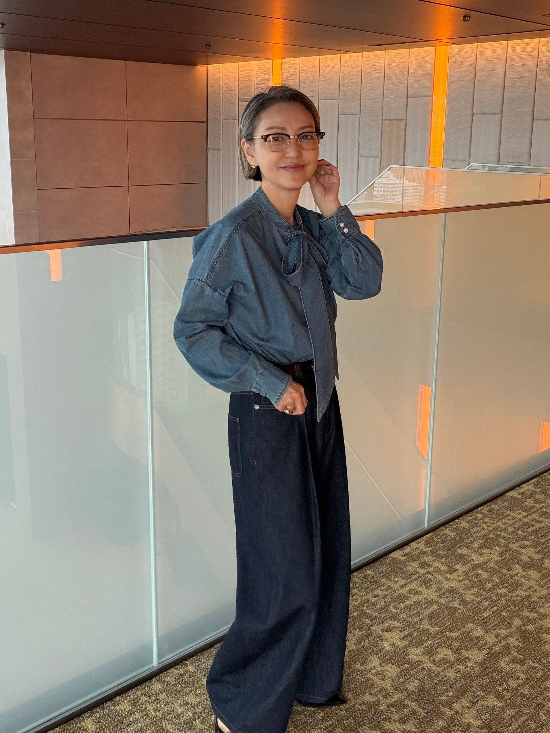 再販】デニムボウタイブラウスブルー | 3e Troisieme トロワズイエム