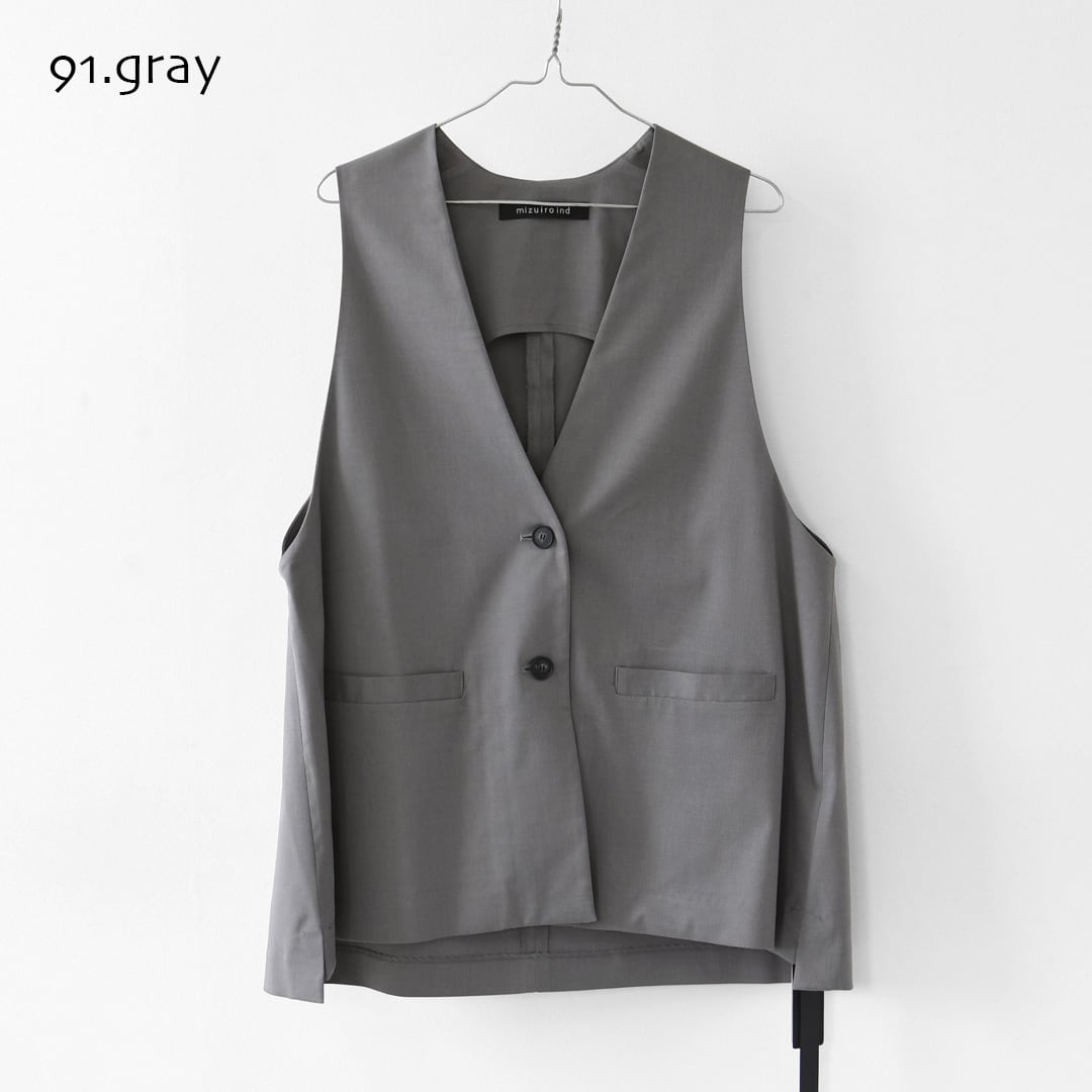 mizuiro ind [ミズイロ インド] deep V neck wide vest [3-230144