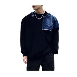 Denim splicing sweatshirt