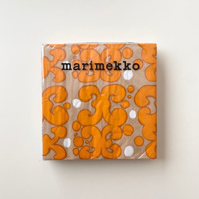 2022春夏【marimekko】ランチサイズ ペーパーナプキン KEIDAS オレンジ 20枚入り