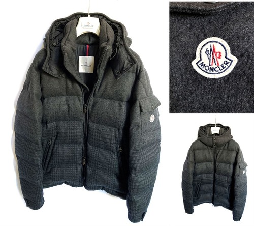 名作　MONCLER　モンクレール　MONTGENEVRE　モンジュネーブル  バージンウール　グラデーション　ダウンジャケット　  メンズ　5　ブラック ダークグレー  