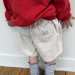 送料無料【予約】ANDBUTTER/ Heart Pocket Corduroy Shorts