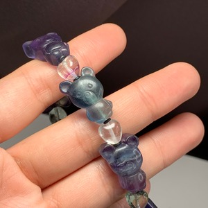 フローライトくまさん×ハート✩デザインブレスレット