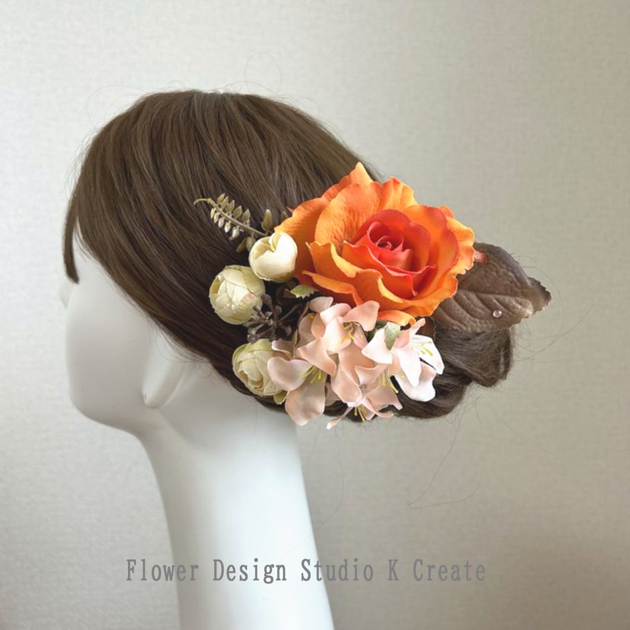 鼈甲 珊瑚 薔薇 バラ バレッタ 髪飾り ピンク グリーン オレンジ 鼈甲