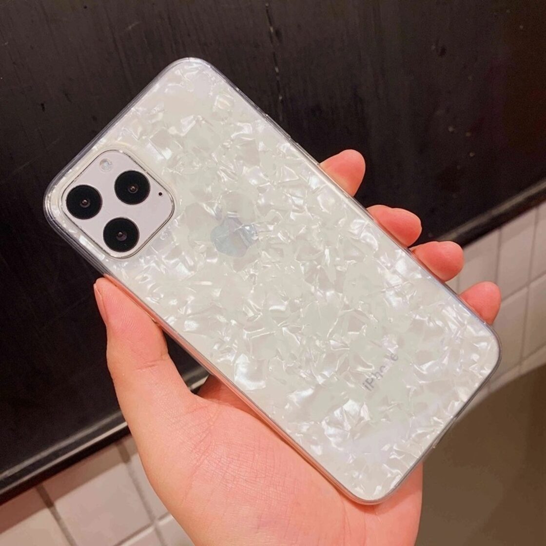 ☆送料無料☆ 3色 ホワイト 白 iPhone11対応 シェル 貝 大理石 模様 柄 