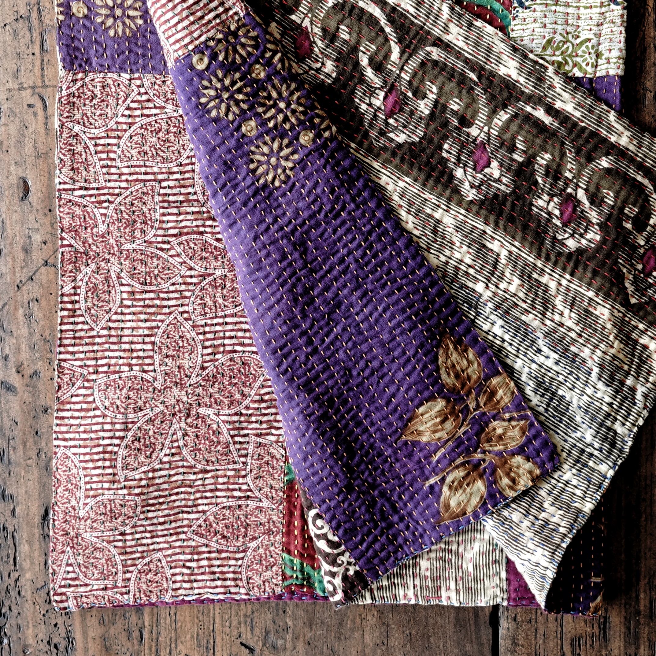 リサイクルサリーパッチワークマルチカバー(ハーフサイズ)/People Tree