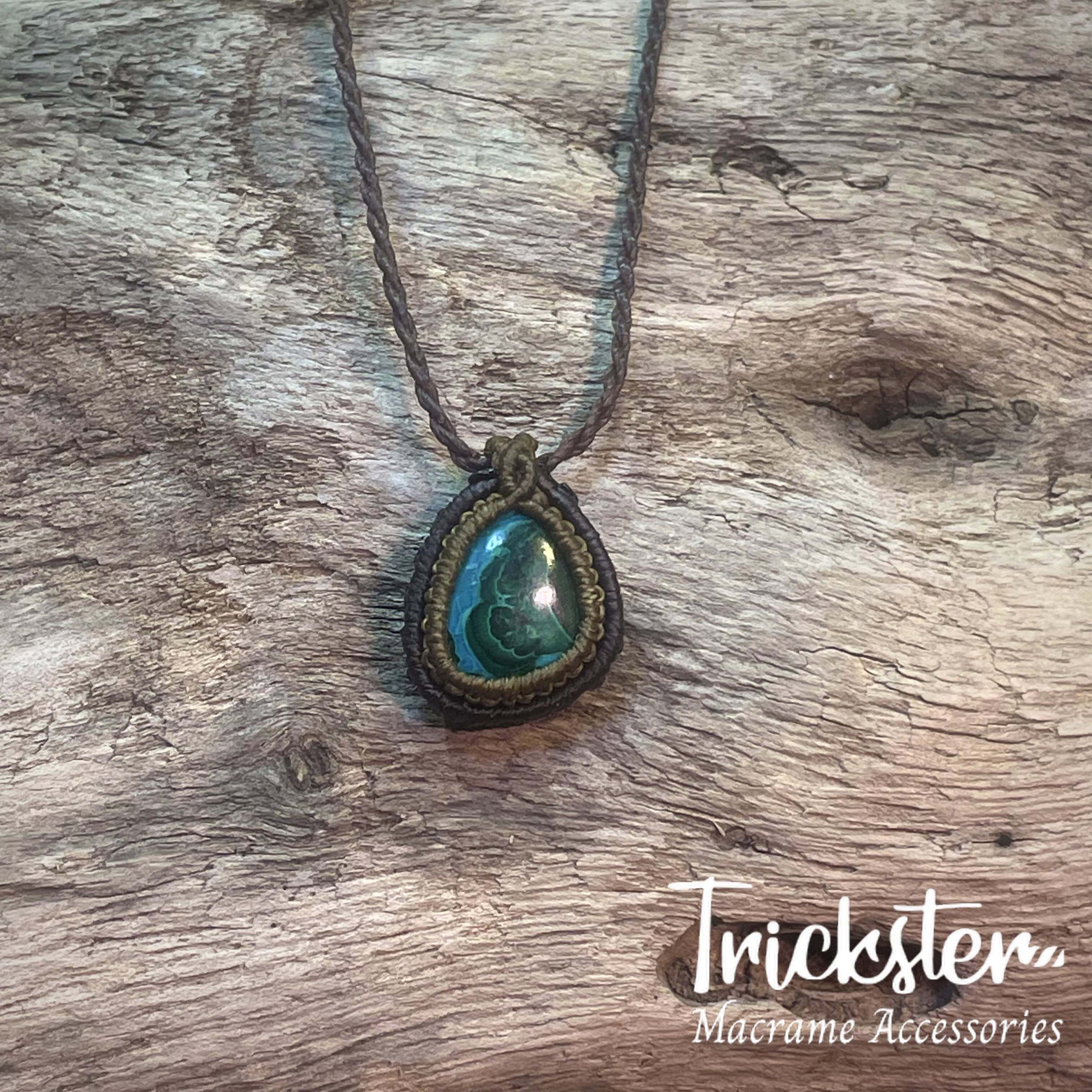 クリソコラマラカイト マクラメペンダント T246 | Trickster マクラメ