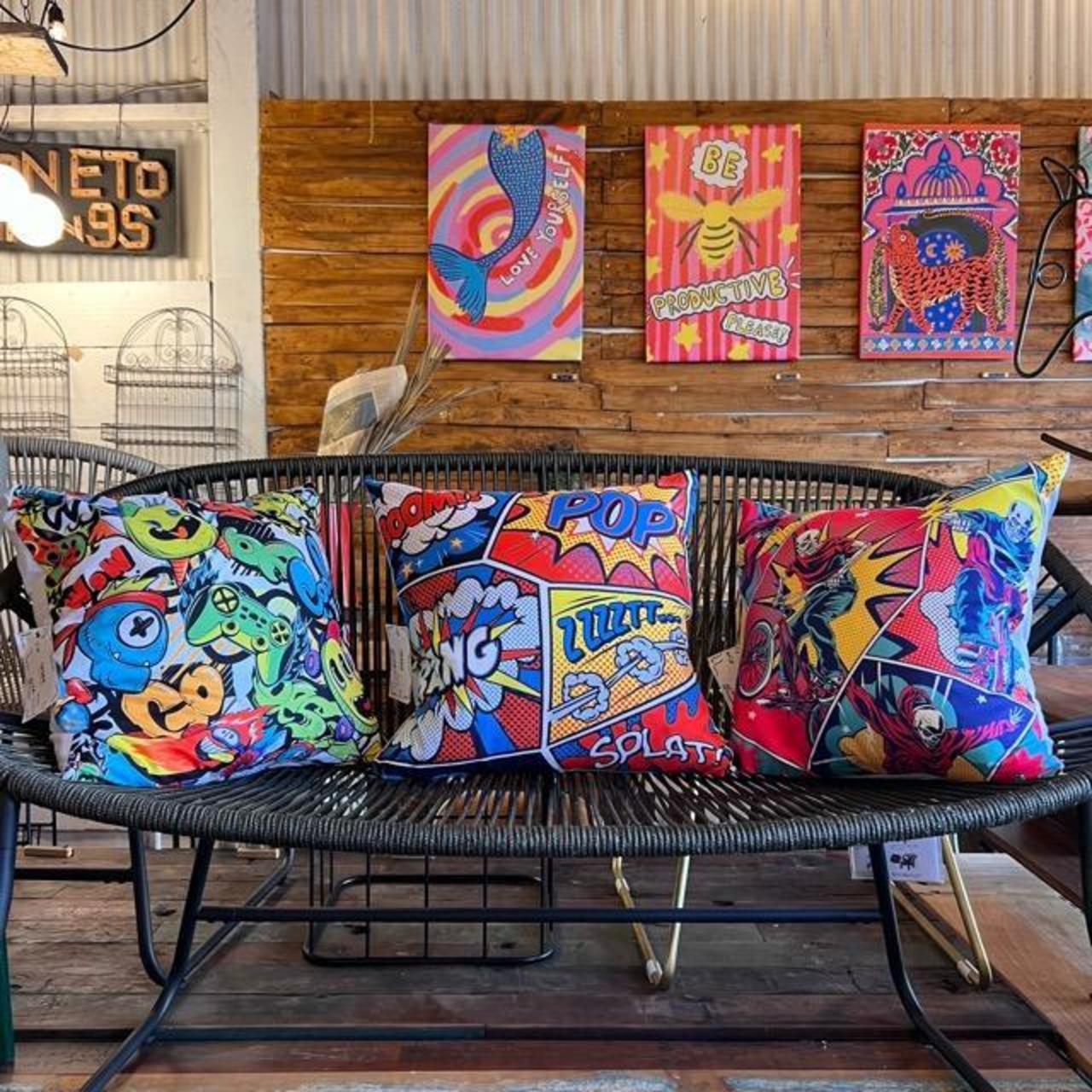 TOPANGA Homefurnishing アメリカンコミッククッションカバー 45×45cm game monster クッションカバー アメリカンコミック ポップアート