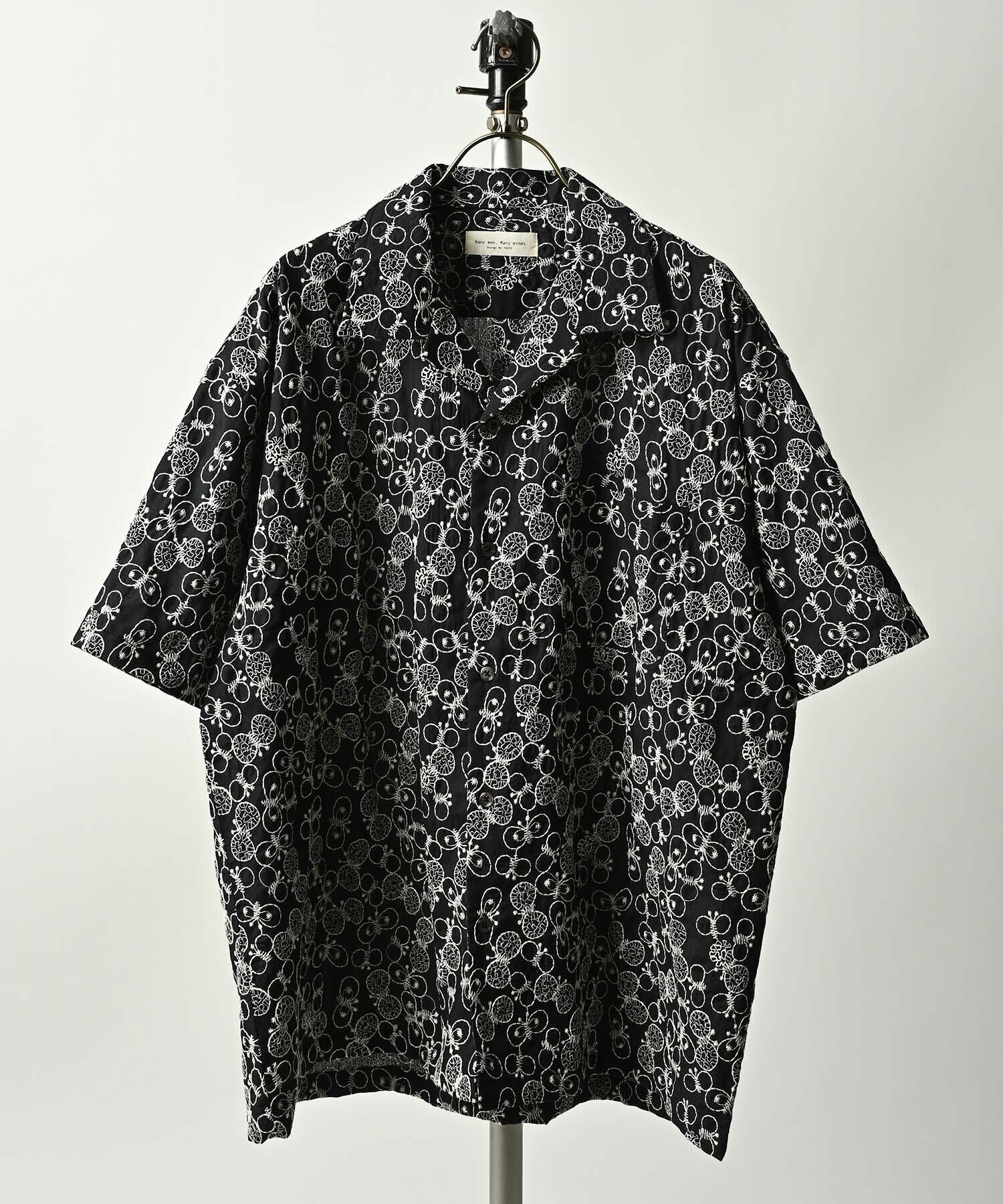 many men many mind Embroidered Short-Sleeve Open-Collar Shirt (NAV) M2615150