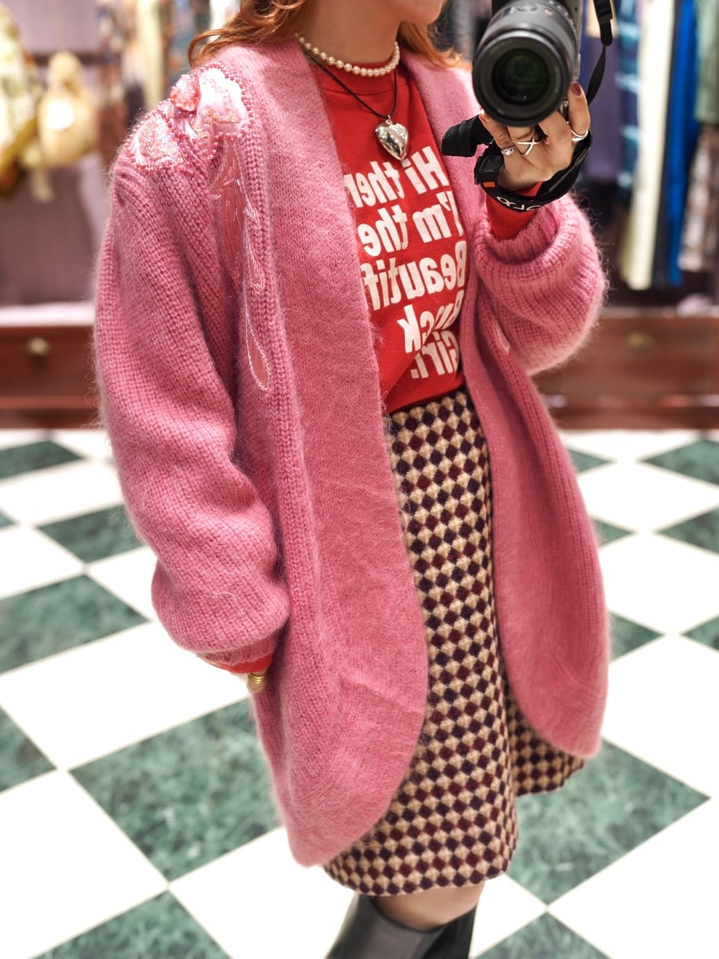 Vintage"Big Mohair Spangle Cardigan"