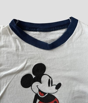 -Disneyland- Vintage 70s Mickeymouse Print Ringer T-shirt