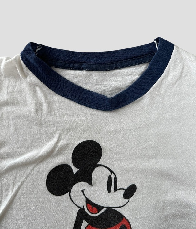 -Disneyland- Vintage 70s Mickeymouse Print Ringer T-shirt