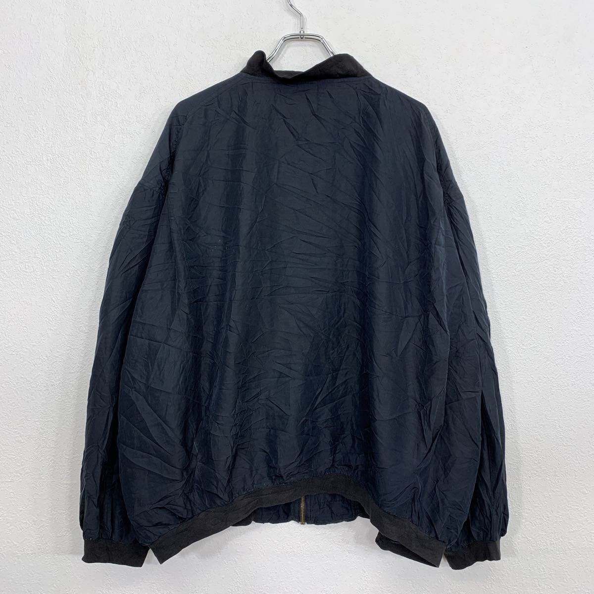 シルクジャケット XL ブラック ドルマンシルエット ビッグサイズ 古着