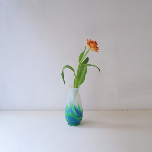 ブルーグリーンマーブルの花瓶
