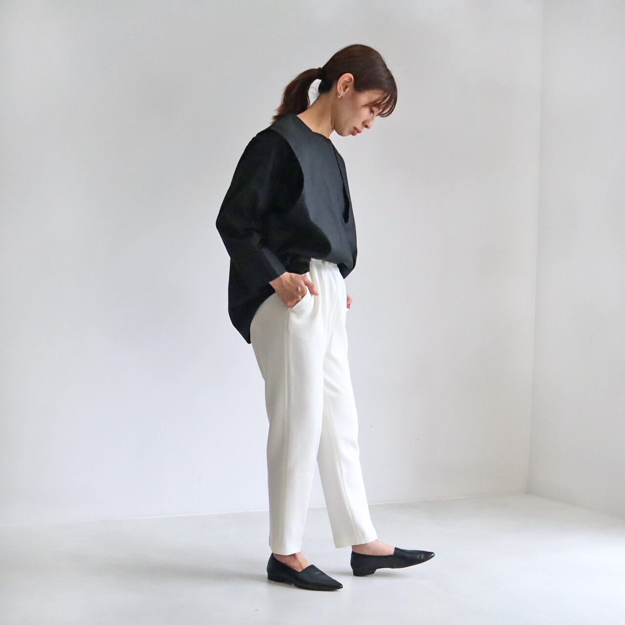 mizuiro ind * ジャージー センタープレス ストレートパンツ [3-269633