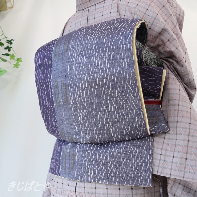 正絹　黒地に花の袋帯
