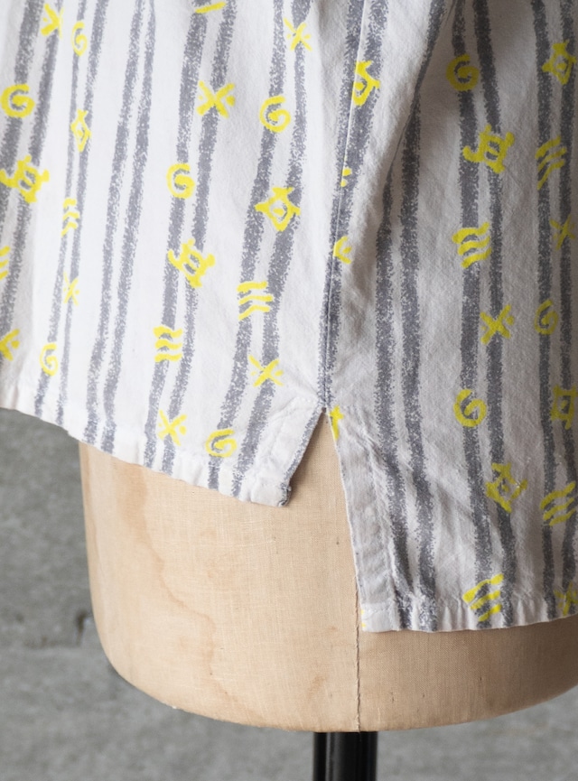 "PCH" 1990s Abstract symbol stripe shirt