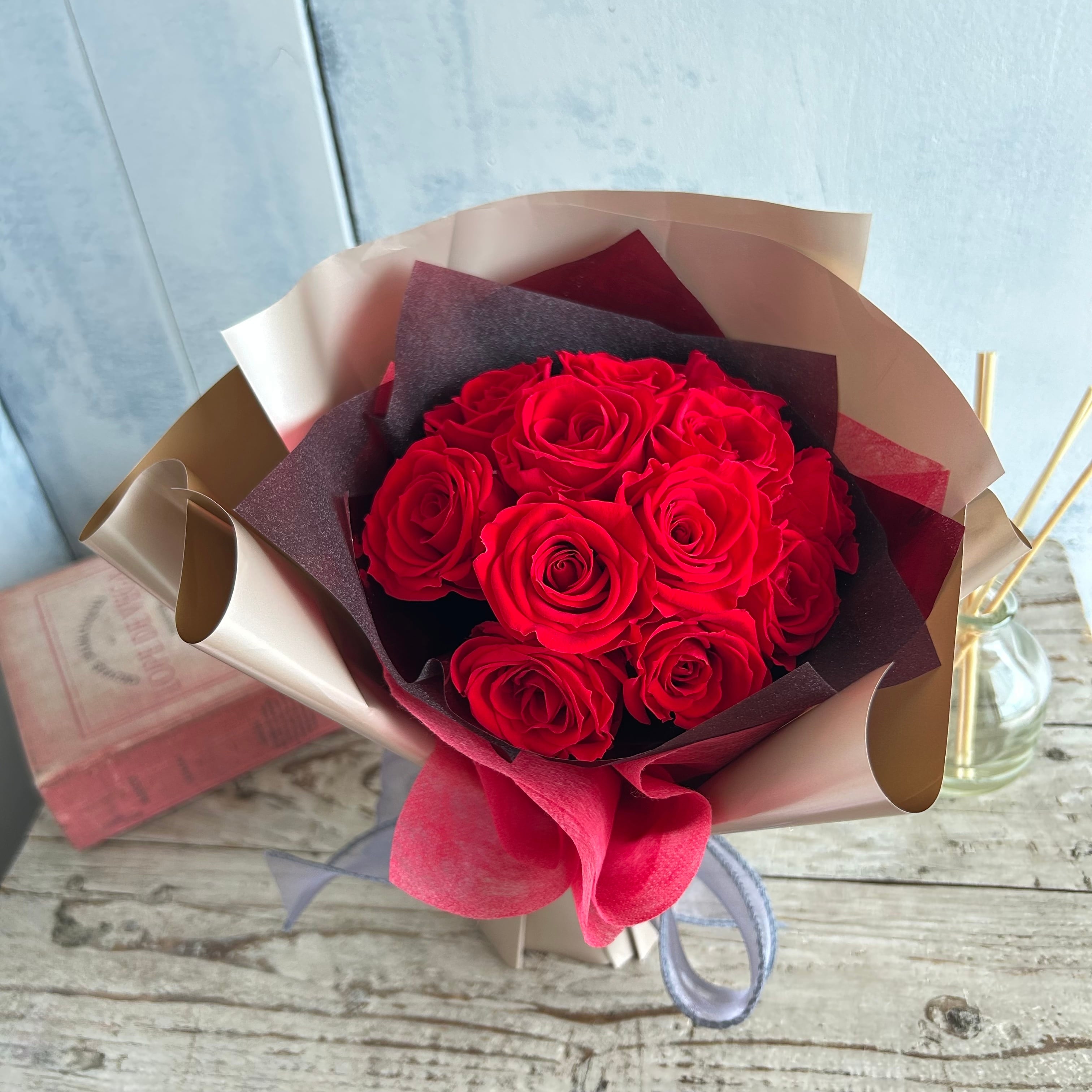 プロポーズ花束 12本赤薔薇（ダズンローズ）プリザーブドフラワー