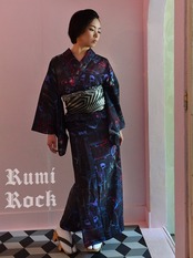【受注商品】RumiRockセオαゆかた「ドラコニアサロン」 ピンクブルー　[A660]