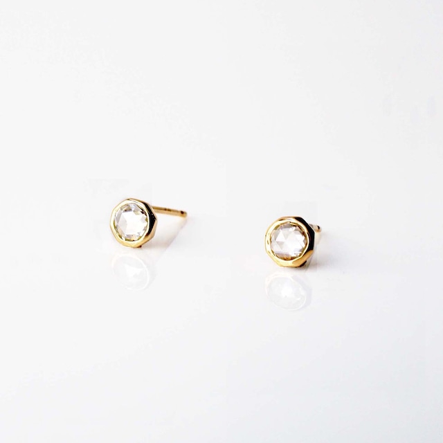 Gravity / Rose Cut Diamond Pierced Earring / Pair（ E270-YD）