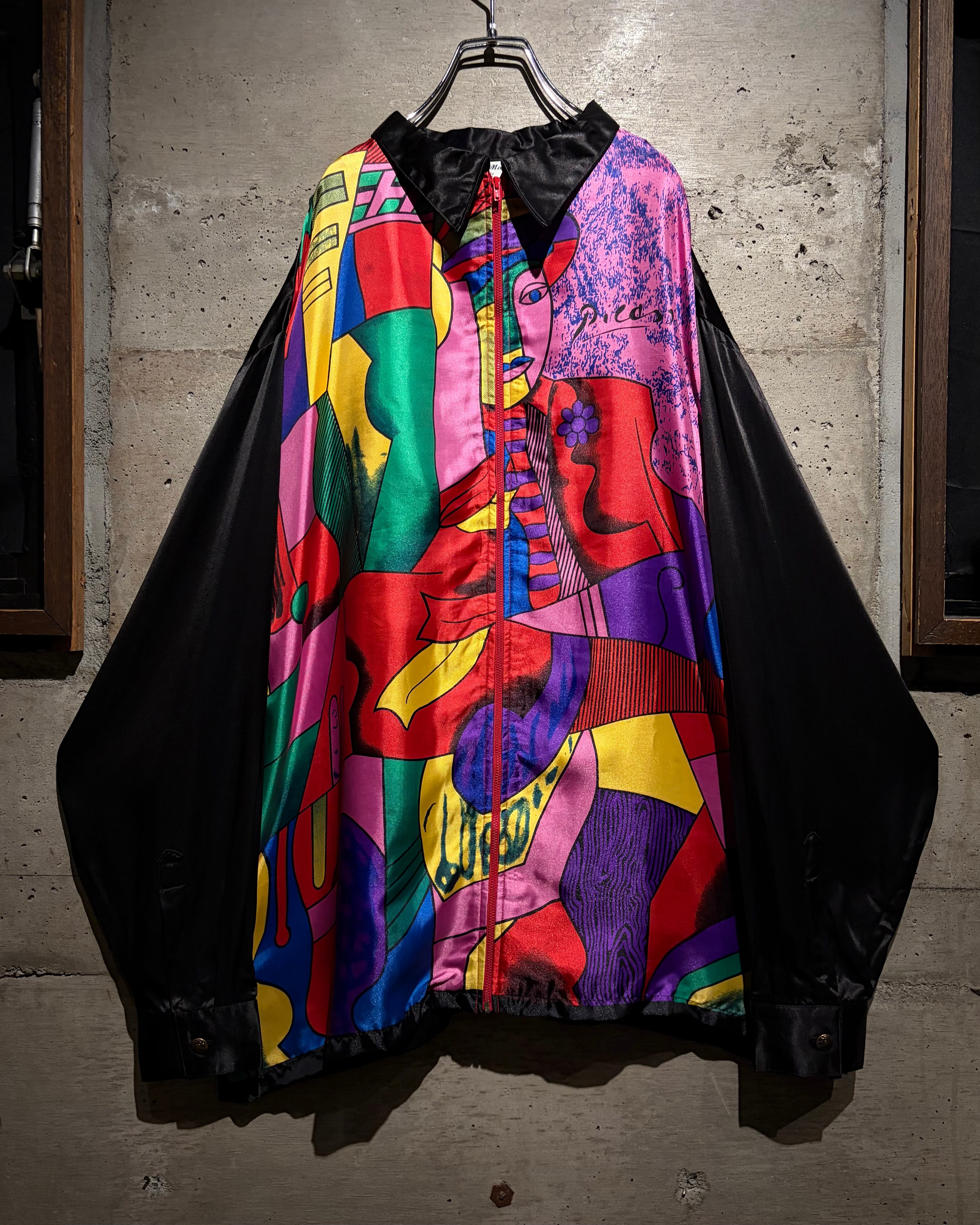 Caka】80's “Pablo Picasso” Art Design Vintage Zip Up Shirt Jacket