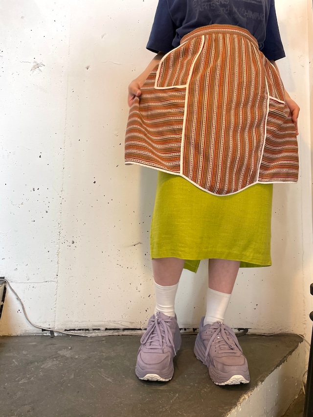 VINTAGE brown stripe cotton apron