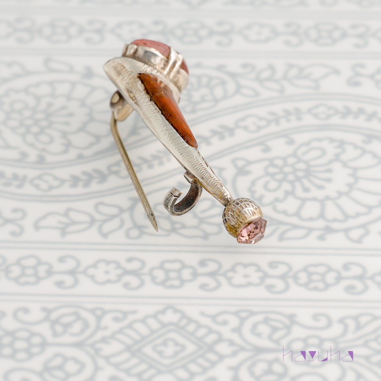 アンティーク スコティッシュジュエリー アゲート グラス シルバー