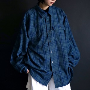 over silhouette multicolored check design shirt
