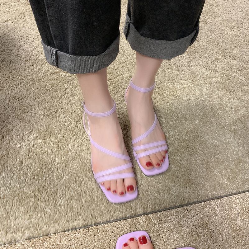 ローマのサンダル女性2020新しい靴女性の夏のファッション妖精スタイル薄いベルトストラップオープンつま先罰金ヒール靴ins潮 部族の婦人靴2864856