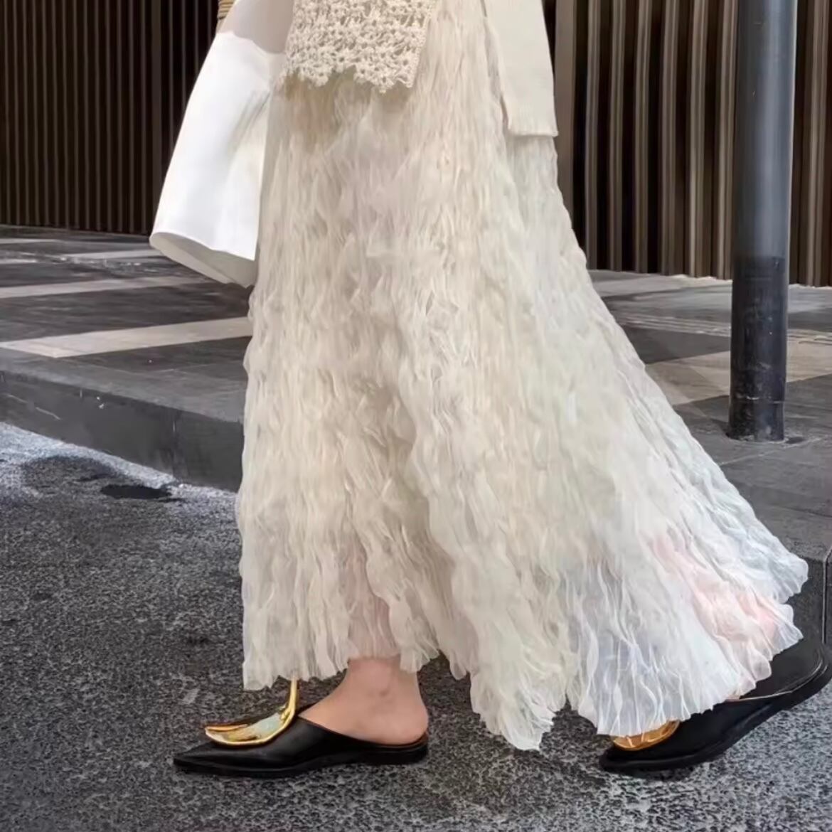 ウェーブシフォンロングスカート