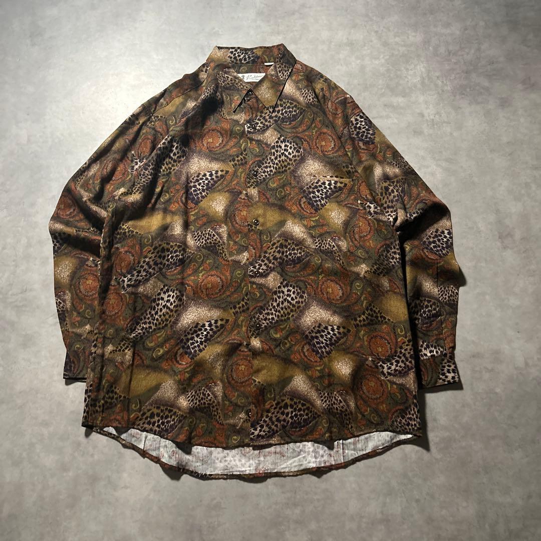 アニマル マルチカラー 90s 日本製 ペイズリー 和柄 ヴィンテージ シャツ