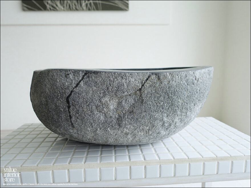 手洗鉢 自然石 洗面ボウルL-E09 洗面器 手洗いボウル 天然石 ウォッシュボウル 洗面資材 洗面材料 W44.5 x D33 x H16.5cm