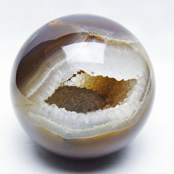 1.2Kg アゲート 笑口丸玉 ブラジル産 103mm ジオード スフィア 一点物 151-8278