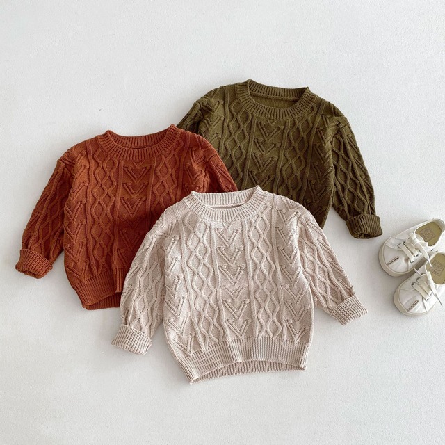 ベビー＆キッズ　冬新作  無地  ニット トップス  セーター