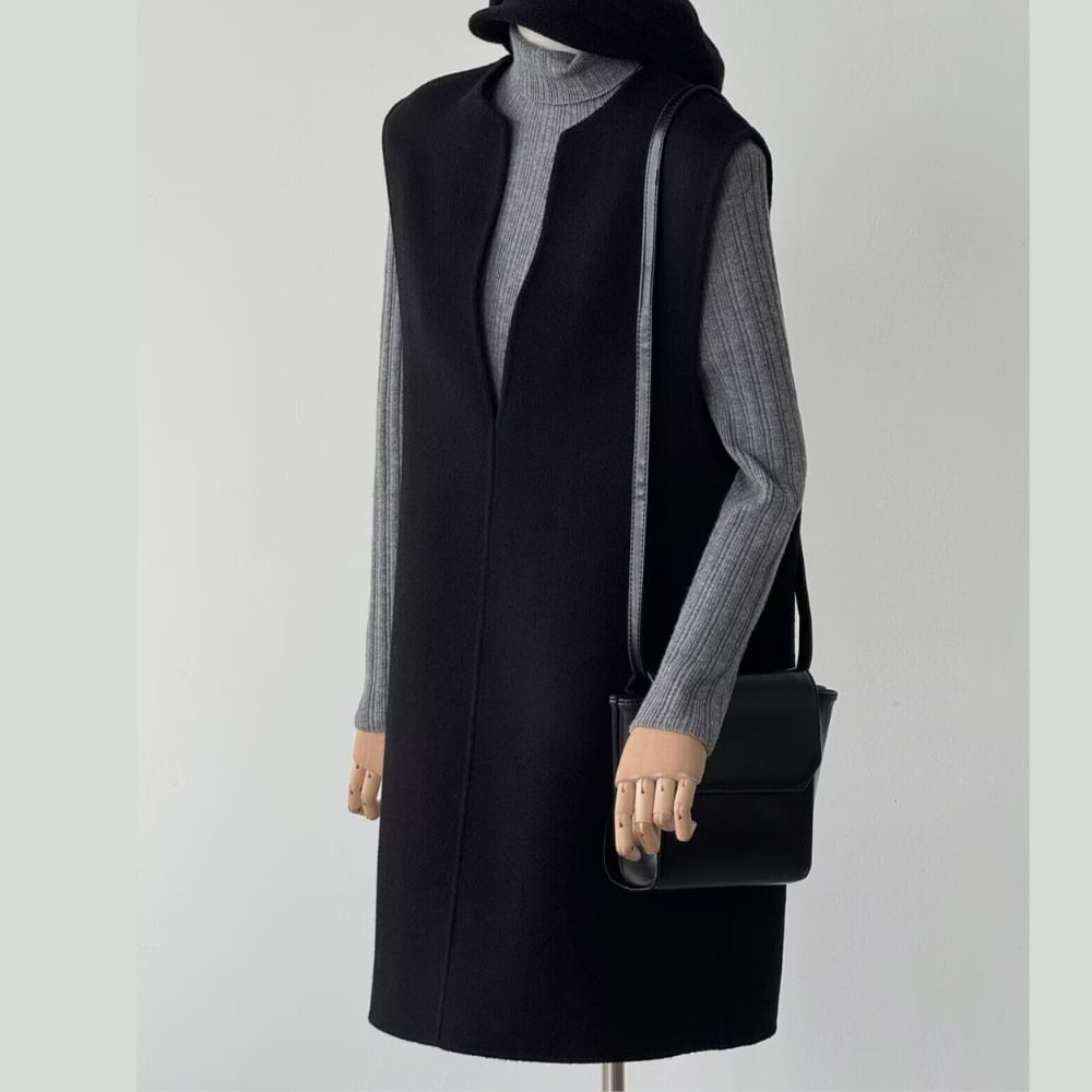 V-Neck Sleeveless One Piece & Ribbed Knit Set ST0009