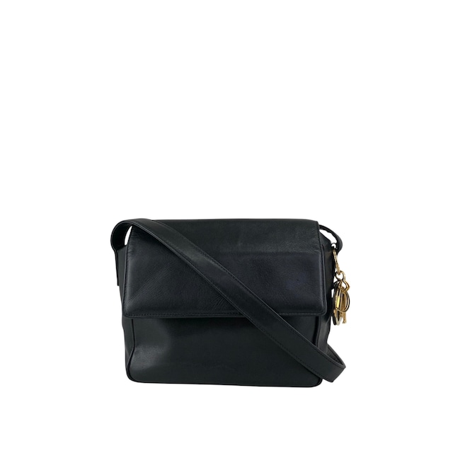 Christian Dior クリスチャン ディオール ショルダーバッグ ブラック ロゴチャーム レザー フラップ vintage ヴィンテージ オールド rrr3nm