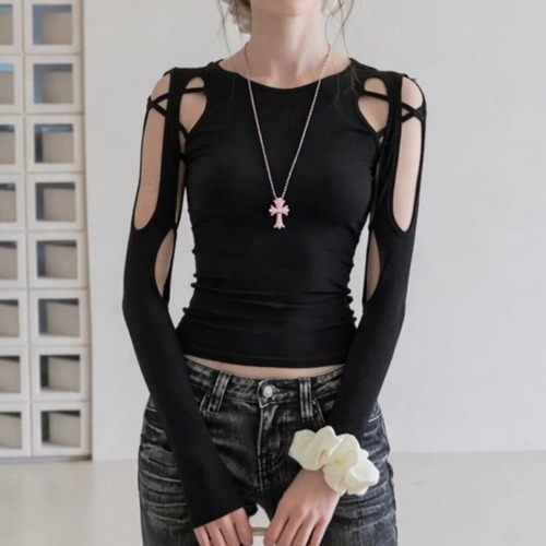 cutout slim tops / l0746