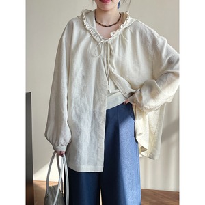 Ruffle detail mid-length shirt◇2colors 1846