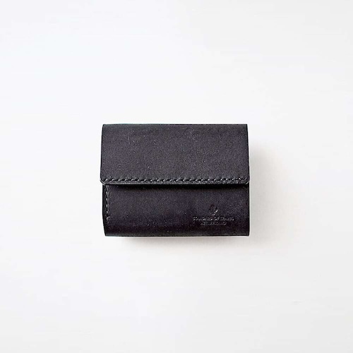 使いやすい 三つ折り財布【ブラック】レディース メンズ ブランド 鍵 小さい レザー 革 ハンドメイド 手縫い